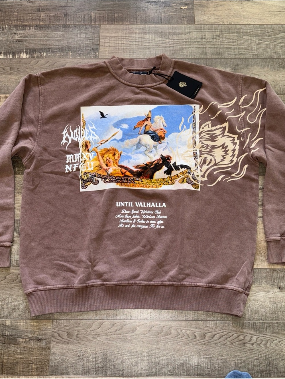 Darc sport - wolves - Until Valhalla Graphic Crewneck Sweatshirt - Brown XL NEW